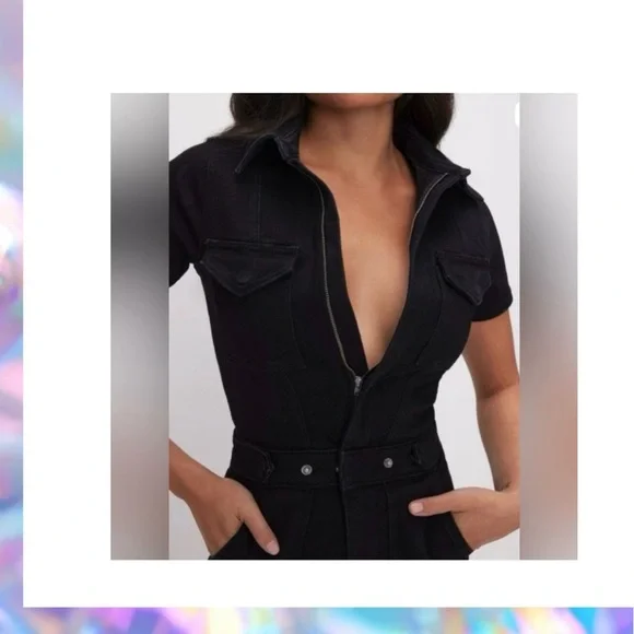 Good American Black Short Sleeve Jumpsuit Size Medium NWT - Picture 3 of 10